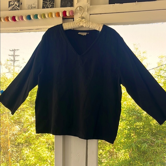 🌿100% Linen🌿 Boxy Black Top - Long Sleeve - Picture 1 of 8